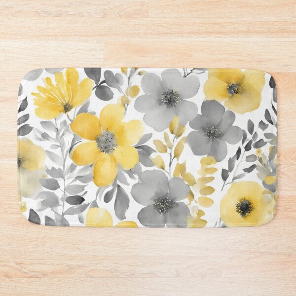 Item preview, Yellow And Gray Floral Design Watercolors designed and sold by SeaStarAlex.