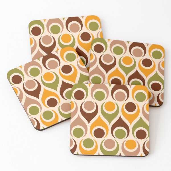Item preview, Retro 70s Atomic teardrops orange beige designed and sold by Dana Du.