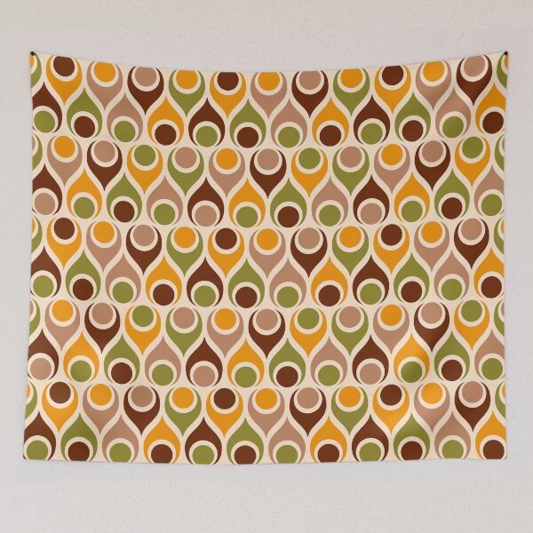 Item preview, Retro 70s Atomic teardrops orange beige designed and sold by Dana Du.