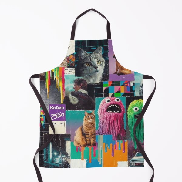 Artikelvorschau, Farbenfrohe Collage aus Katzen, Robotern und Retro-Bildern entworfen und verkauft von DopeTops.
