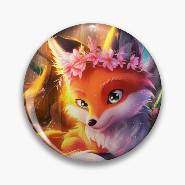 Item preview, Girl fox in the forest under pink blossoms designed and sold by EmeraldeaArt.