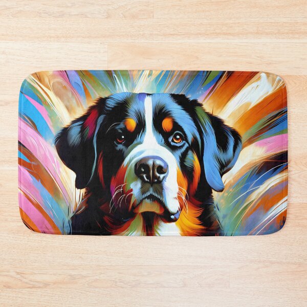 Artikelvorschau, Großer Schweizer Sennenhund Hund Acrylbild Tierportrait Tierliebhaber entworfen und verkauft von Puppy Puzzles Plus.
