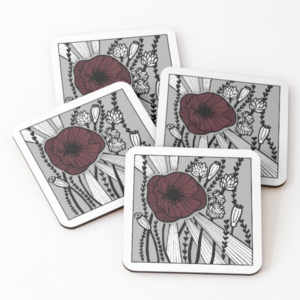Item preview, Radiant Poppy Pen & Ink Illustration - Snow, Fog, Coal, Wine designed and sold by Irene Estelle.