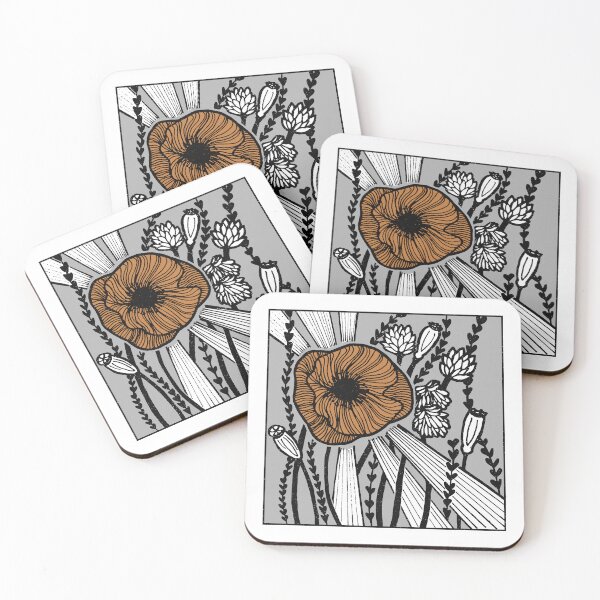 Item preview, Radiant Poppy Pen & Ink Illustration - Snow, Fog, Coal, Rust designed and sold by Irene Estelle.