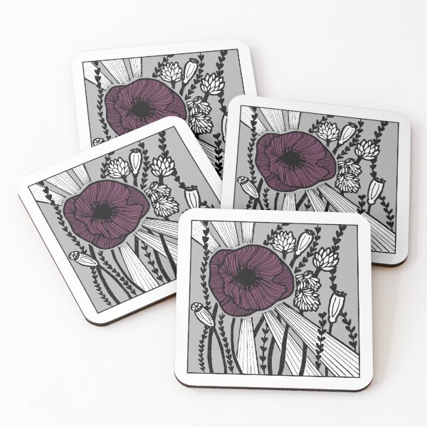 Item preview, Radiant Poppy Pen & Ink Illustration - Snow, Fog, Coal, Beet designed and sold by Irene Estelle.