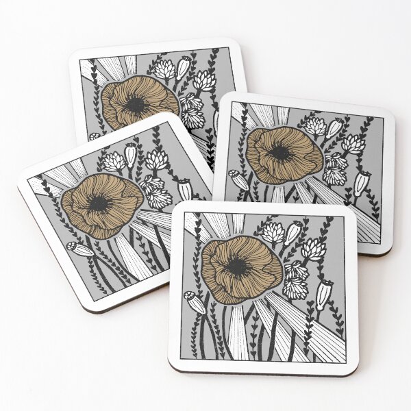 Item preview, Radiant Poppy Pen & Ink Illustration - Snow, Fog, Coal, Fawn designed and sold by Irene Estelle.