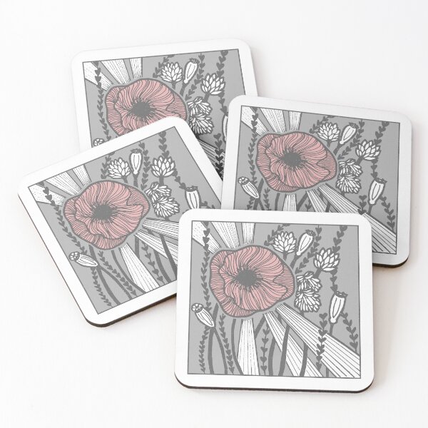Item preview, Radiant Poppy Pen & Ink Illustration - Snow, Fog, Slate, Rose designed and sold by Irene Estelle.