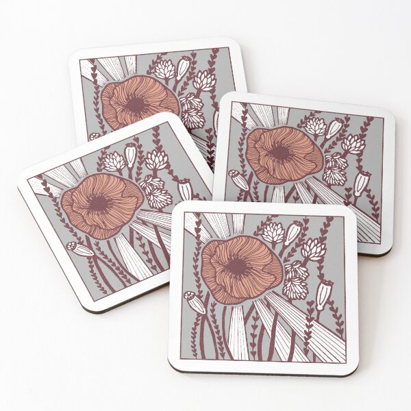 Item preview, Radiant Poppy Pen & Ink Illustration - Snow, Fog, Wine, Coral designed and sold by Irene Estelle.