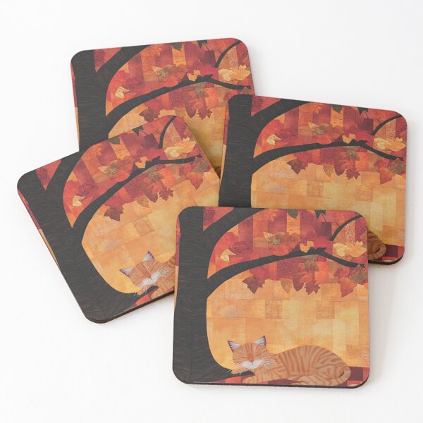 Item preview, Autumn Slumbering Cat Quilt Design designed and sold by WitsandWonders.