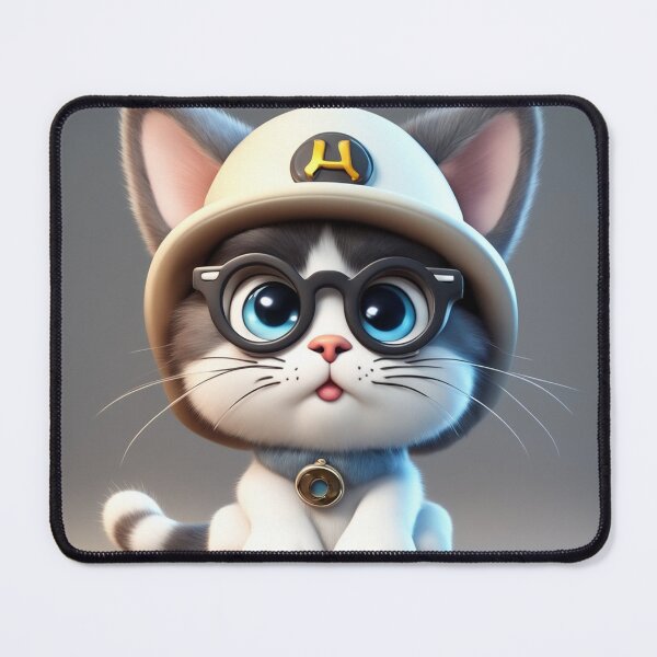 Item preview, Cute Cat Sitting with Hat and Glasses Cartoon Vector Icon Illustration designed and sold by hjian8219.
