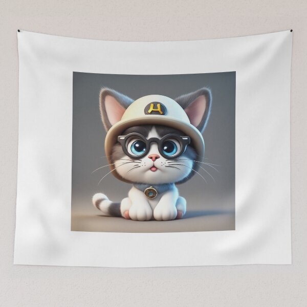 Item preview, Cute Cat Sitting with Hat and Glasses Cartoon Vector Icon Illustration designed and sold by hjian8219.
