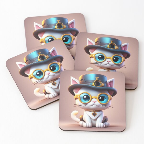 Item preview, Cute Cat Sitting with Hat and Glasses Cartoon Vector Icon Illustration designed and sold by hjian8219.
