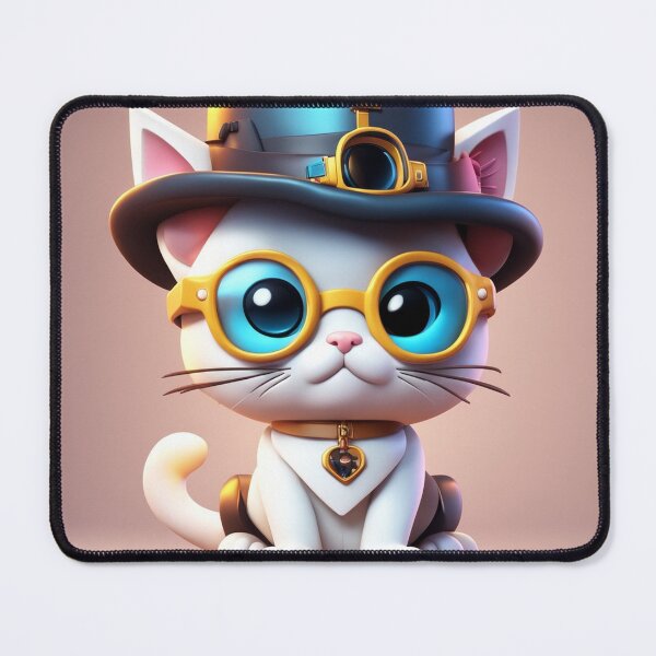 Item preview, Cute Cat Sitting with Hat and Glasses Cartoon Vector Icon Illustration designed and sold by hjian8219.
