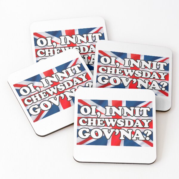 Item preview, Oi, Innit Chewsday Gov'na? - Cockney British Saying Flag designed and sold by MarkFiveDesign.