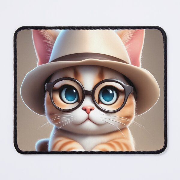 Item preview, Cute Cat Sitting with Hat and Glasses Cartoon Vector Icon Illustration designed and sold by hjian8219.