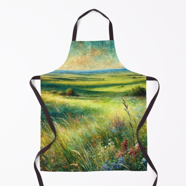 Item preview, Oil Painted Meadow Landscape with Flowers and Green Fields designed and sold by PsycheBrain.