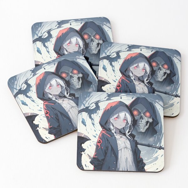 Item preview, Dark gothic school anime girl in cemetery with Grim Reaper art designed and sold by TheArtistOf2022.
