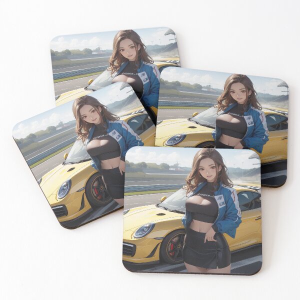 Item preview, Racer anime girl with sports car portrait art designed and sold by TheArtistOf2022.