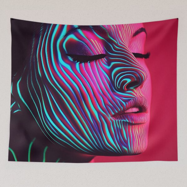 Item preview, Copy of Copy of Psychedelic Rave Art womans face print designed and sold by dcrc.