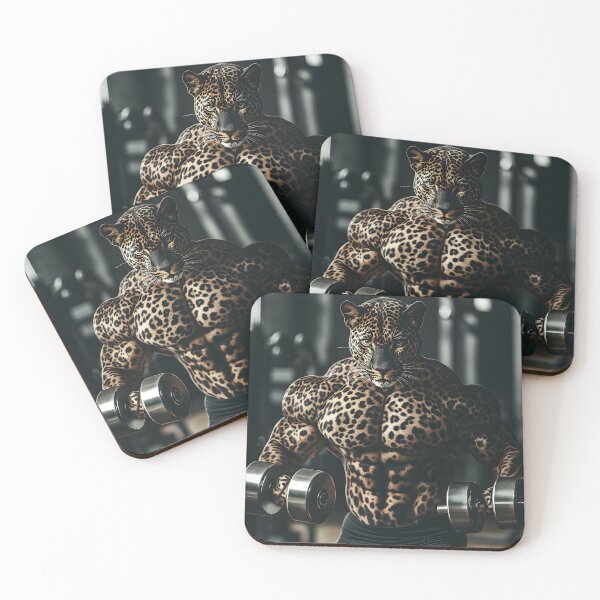 Item preview, Muscled-Up Leopard Gym Poster - Fierce Animal Fitness Art designed and sold by Artificial Craft.