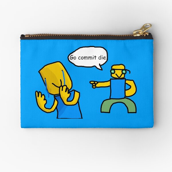 Roblox Cringe Zipper Pouches Redbubble - go commit die in 2020 roblox memes dbz memes roblox funny