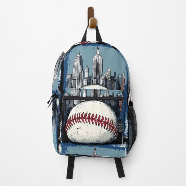 Item preview, Dynamic Baseball Art with City Skyline - Large Baseball with Red Stitching Against Skyscraper Generative AI designed and sold by OlfactoART Studio.