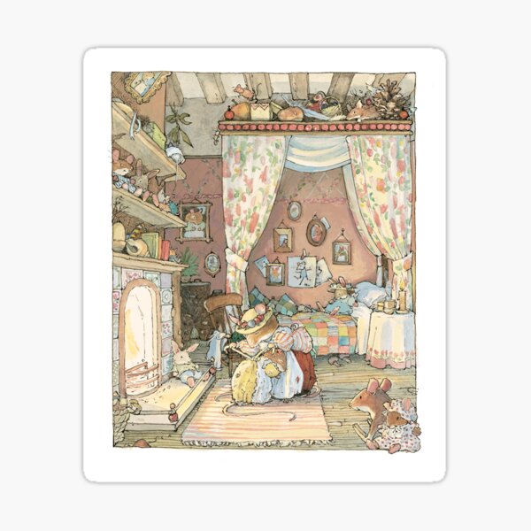 Lady Woodmouse gets Primrose ready for bed Sticker