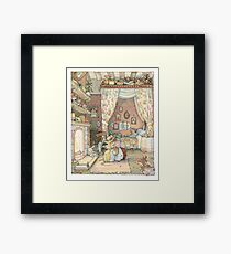 Lady Woodmouse gets Primrose ready for bed Framed Print