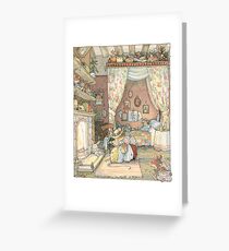 Lady Woodmouse gets Primrose ready for bed Greeting Card
