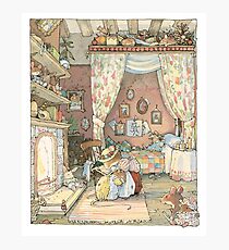Lady Woodmouse gets Primrose ready for bed Photographic Print