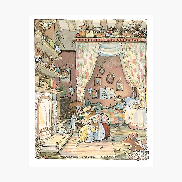 Lady Woodmouse gets Primrose ready for bed Photographic Print
