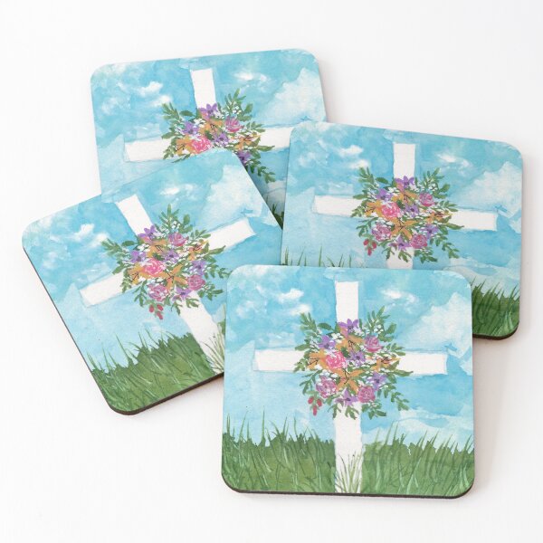 Item preview, Beautiful Cross with Flowers in a field designed and sold by cahabacrew.