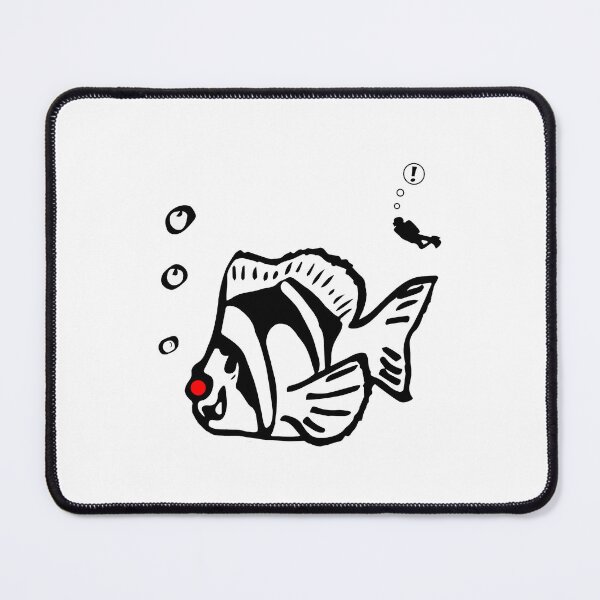 Item preview, Cartoon clownfish with red nose funny design, in black and white designed and sold by Twenty Twenty Visions.