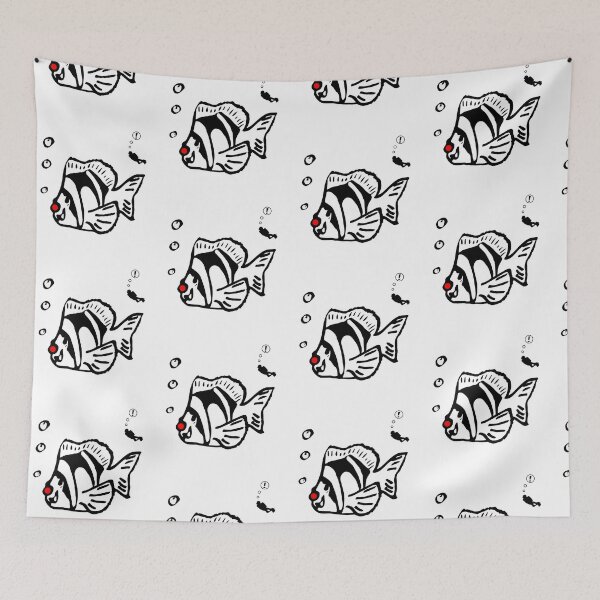 Item preview, Cartoon clownfish with red nose funny design, in black and white designed and sold by Twenty Twenty Visions.
