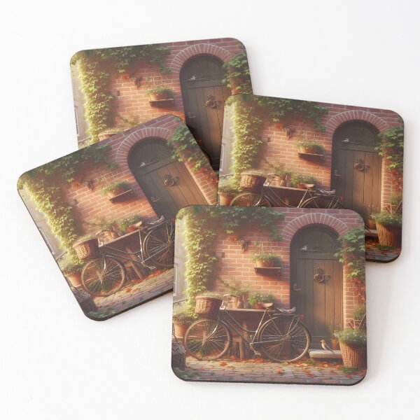Item preview, Autumn Serenity: Vintage Bicycle and Ivy-Covered Courtyard designed and sold by CitrineLinker.