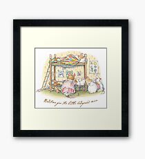 Lady Woodmouse gets the little mice into bed Framed Print