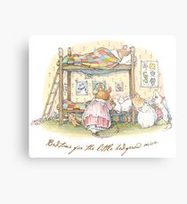 Lady Woodmouse gets the little mice into bed Metal Print
