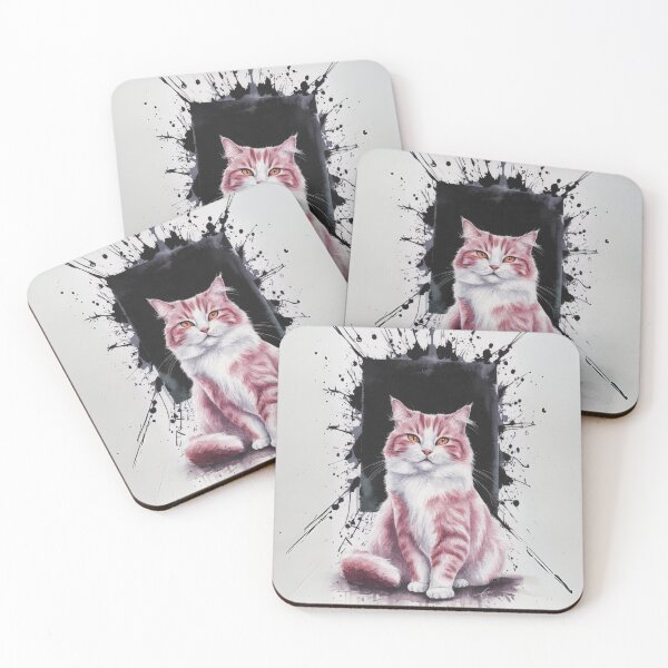 Item preview, Enchanting Pink Cat A Mesmerizing Watercolor Masterpiece" designed and sold by piketo.