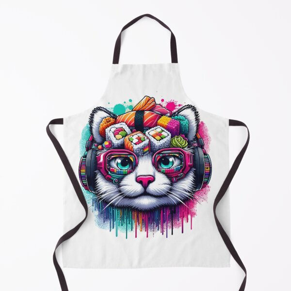 Item preview, techno sushi cat designed and sold by SabyDigitalArt.