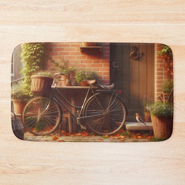 Item preview, Autumn Serenity: Vintage Bicycle and Ivy-Covered Courtyard designed and sold by CitrineLinker.