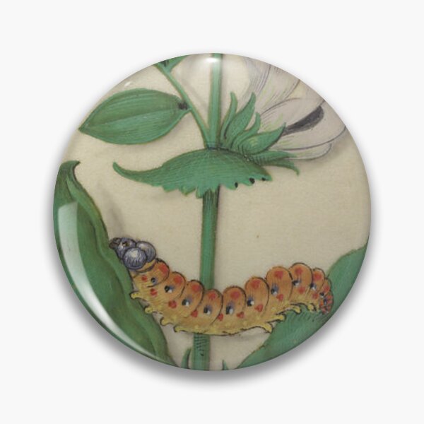 Item preview, Vintage Watercolor of Fava Bean Flowers and Caterpillar  designed and sold by AnimaliaStar.