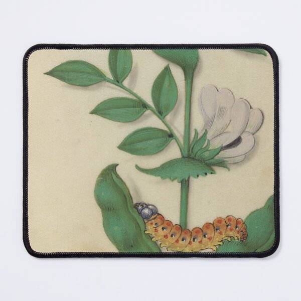 Item preview, Vintage Watercolor of Fava Bean Flowers and Caterpillar designed and sold by AnimaliaStar.