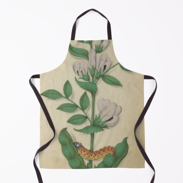 Item preview, Vintage Watercolor of Fava Bean Flowers and Caterpillar designed and sold by AnimaliaStar.
