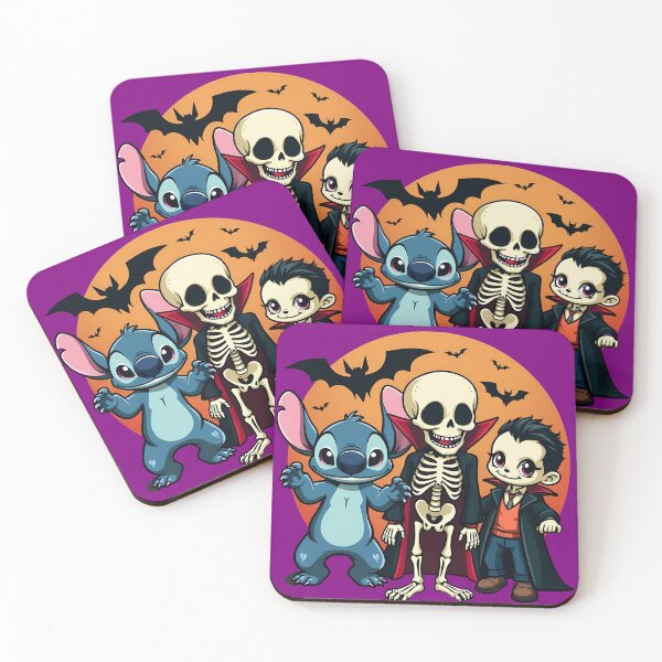Item preview, Halloween Stitch, Skeleton witch and Vampire Dracula group photo! Celebrating Halloween designed and sold by TheInkyOwl-TIO.