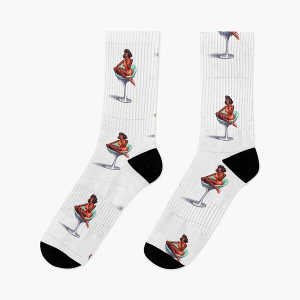 Item preview, Vintage Melanin Pinup Girl in blue mid-century modern martini chair designed and sold by CGPlenty.
