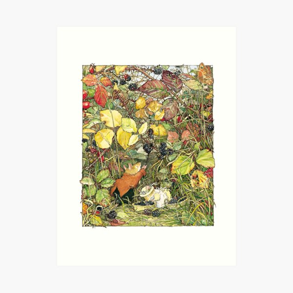 Blackberry picking Art Print