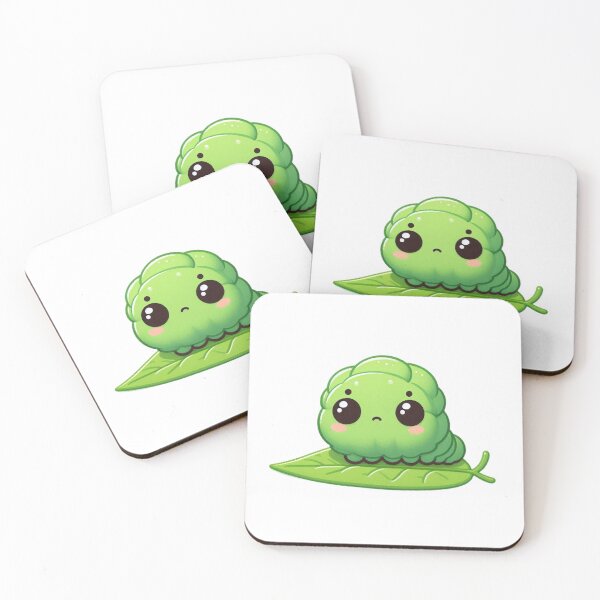 Item preview, Cute Green Caterpillar on Leaf - Adorable Cartoon Insect Character designed and sold by EchoFusion.