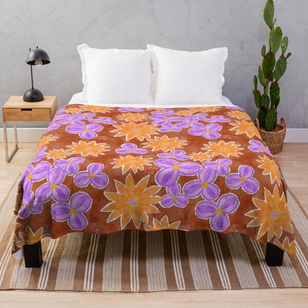 Lilies and Happy Daisies Throw Blanket