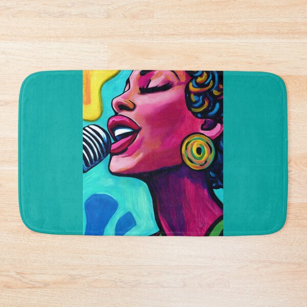 Item preview, Vibrant Female Soprano Art - Colorful Curly Hair and Bold Earrings with Dynamic Abstract Background designed and sold by OlfactoART Studio.