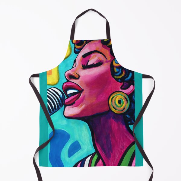 Item preview, Vibrant Female Soprano Art - Colorful Curly Hair and Bold Earrings with Dynamic Abstract Background designed and sold by OlfactoART Studio.